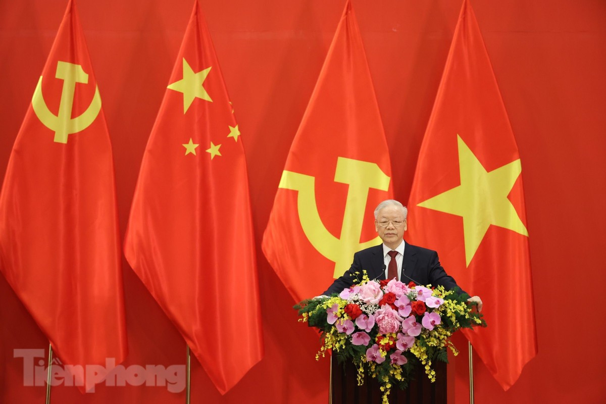 Tổng Bí thư Nguyễn Phú Trọng phát biểu tại cuộc gặp. (Ảnh: Trọng Tài)