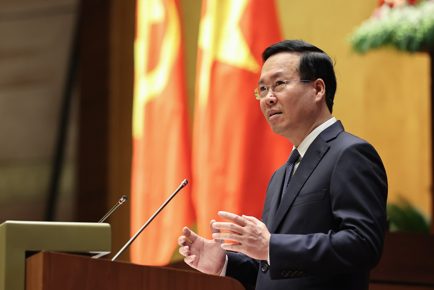 Chủ tịch nước Võ Văn Thưởng tại hội nghị. Ảnh Như Ý