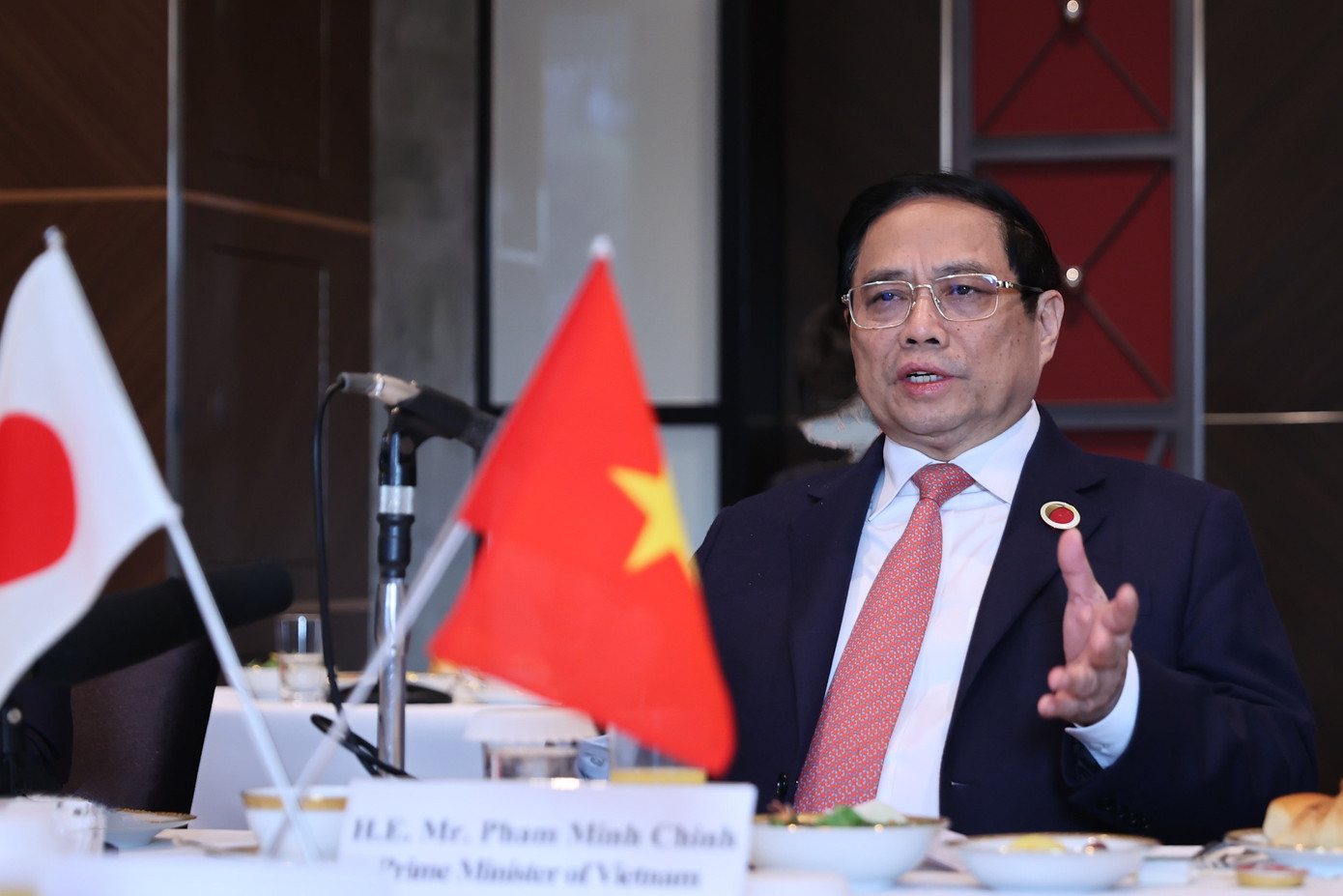 Thủ tướng Phạm Minh Chính tại cuộc gặp. Ảnh NB Thủ tướng Phạm Minh Chính tại cuộc gặp. Ảnh NB