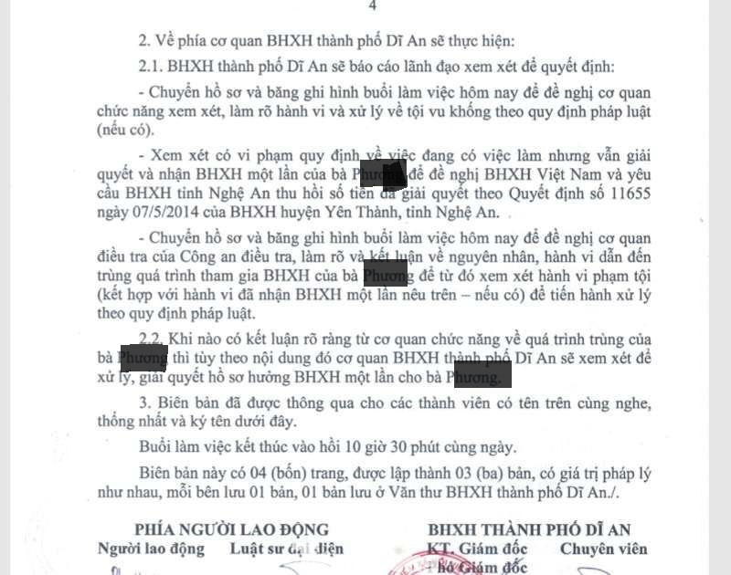 Biên bản làm việc giữa chị P với BHXH Dĩ An Biên bản làm việc giữa chị P với BHXH Dĩ An