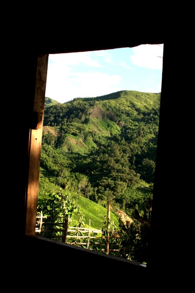 Nhìn vào cửa sổ như bức tranh treo treo sống động