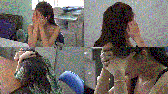  Các người đẹp bán dâm bị bắt quả tang. Ảnh CA