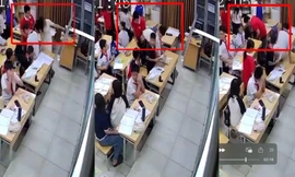 Vụ việc học sinh vi phạm đạo đức đối với giáo viên tại Trường THCS Đại Kim, Hà Nội Ảnh: Chụp từ clip 