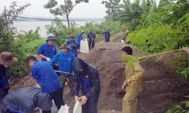 Thanh niên Hải Phòng dầm mưa ứng phó bão số 3