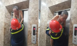 Giải cứu cụ ông mắc kẹt trong thang máy