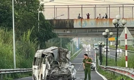 Xe cứu thương bốc cháy sau va chạm trên cao tốc TPHCM - Long Thành, 3 người kẹt trong cabin tử vong