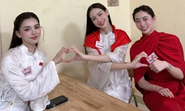 Các 'nàng Hậu' Trần Tiểu Vy, Lương Thùy Linh, Bảo Ngọc tham gia tổng duyệt diễu binh, diễu hành A80 