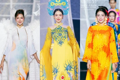 Hoa hậu Thanh Thủy nổi bật giữa dàn người đẹp trong đêm khai mạc Lễ hội Áo dài