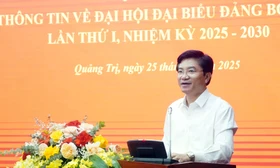 Trưởng Ban Tuyên giáo và Dân vận Tỉnh uỷ Trương An Ninh phát biểu tại buổi họp báo.