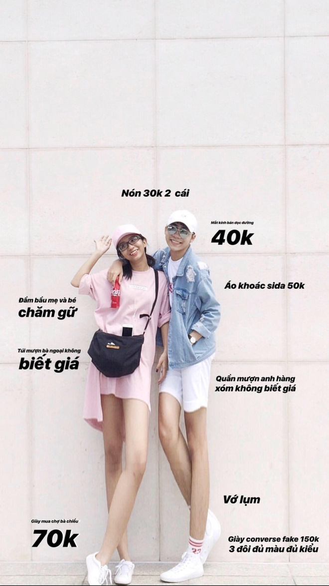 Bộ đồ trông có vẻ sang chảnh nhưng khi “bóc” giá từng món mới biết toàn hàng siêu rẻ hoặc đi mượn.