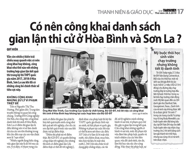Vụ gian lận điểm thi năm 2018 ở 3 tỉnh Sơn La, Hòa Bình, Hà Giang khiến Bộ GD-ĐT có văn bản xem xét kỷ luật 13 cán bộ nhưng nay đã rút lại. Ảnh: TN. Vụ gian lận điểm thi năm 2018 ở 3 tỉnh Sơn La, Hòa Bình, Hà Giang khiến Bộ GD-ĐT có văn bản xem xét kỷ luật 13 cán bộ nhưng nay đã rút lại. Ảnh: TN.