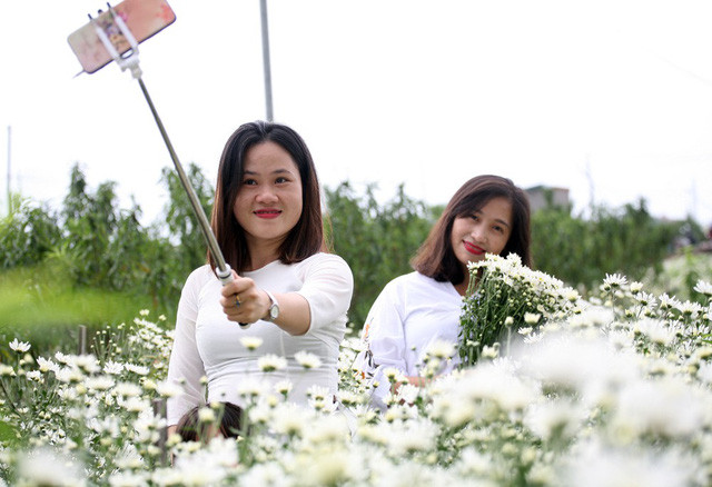 Rất nhiều người không chuẩn bị được áo dài mang theo nên đã thuê ngay tại vườn cúc với giá từ 70.000 - 100.000 đồng/ bộ.