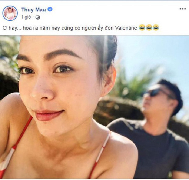 Mâu Thủy lần đầu công khai bạn trai vào dịp Valentine năm ngoái.