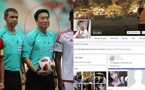 Trọng tài Kim Dae Young và trang Facebook cá nhân được cộng đồng mạng tìm thấy. Ảnh: Naver.