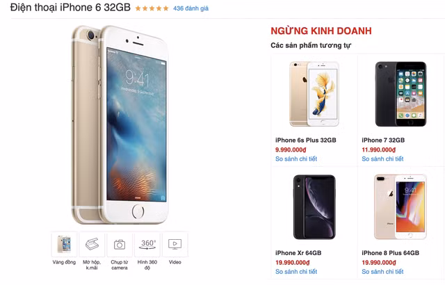 iPhone 6 chính hãng ngừng kinh doanh.