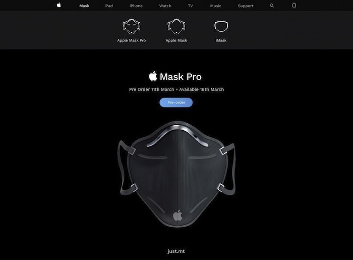 Phiên bản khẩu trang cao cấp nhất là Apple Mask Pro với mức giá 399 USD (khoảng 9,2 triệu đồng). (Ảnh: Justin Ciappara)