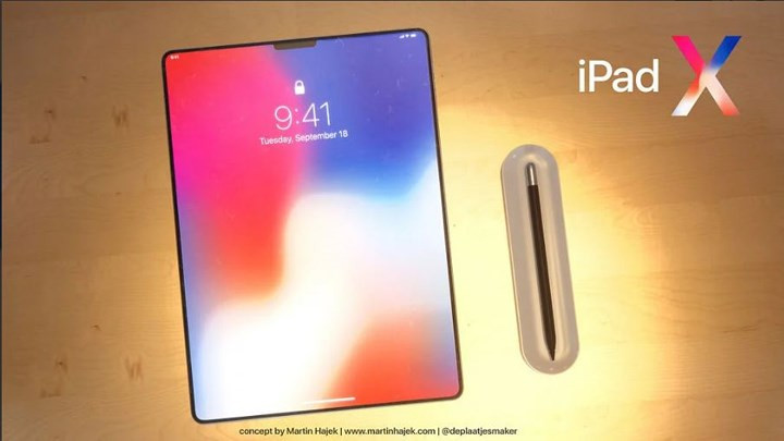 Nút home được dự đoán sẽ bị loại bỏ khỏi mẫu iPad X lần này.