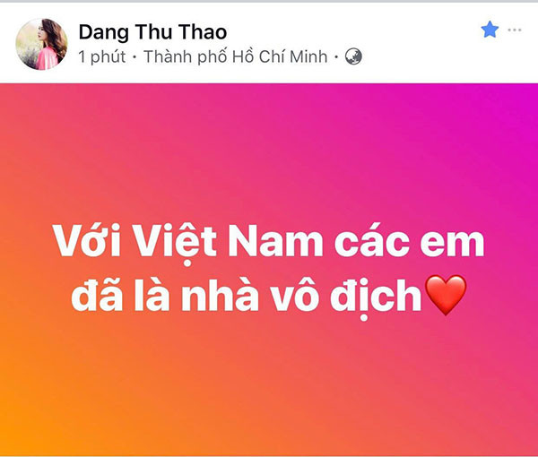 Các mỹ nhân showbiz Việt thay nhau bày tỏ tình cảm tới những "người hùng" U23 ảnh 4