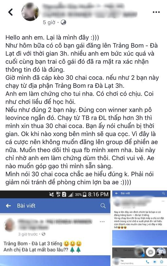 Bài đăng cá cược. (Ảnh chụp màn hình)