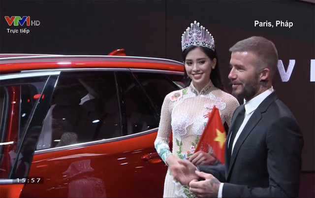 David Beckham xuất hiện tại sự kiện ra mắt xe hơi của VinFast tại Paris Motor Show 2018.