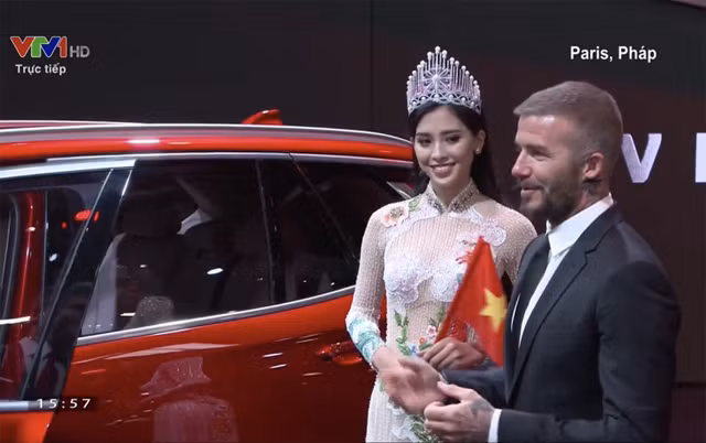 David Beckham xuất hiện tại sự kiện ra mắt xe hơi của VinFast tại Paris Motor Show 2018.