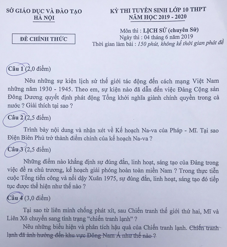 Các thí sinh đăng ký chuyên Sử đánh giá đề khá gần gũi với kiến thức THCS.