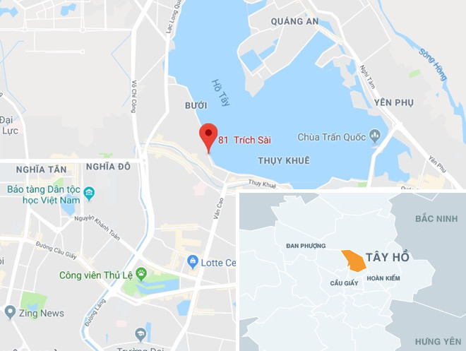 Đường Trích Sài, quận tây Hồ, Hà Nội, nơi xảy ra vụ tai nạn liên hoàn. Ảnh: Google Maps.