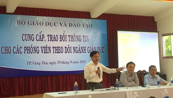 Ông Mai Văn Trinh, Cục trưởng Cục Quản lý chất lượng, Bộ GD-ĐT cung cấp thông tin. ẢNH: ĐĂNG NGUYÊN.