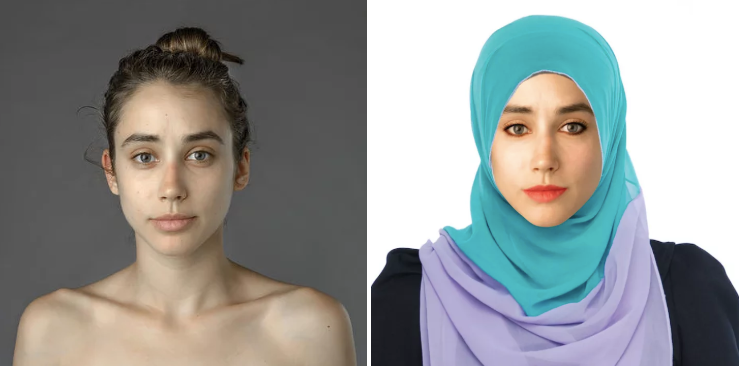 Hình ảnh gốc của Esther Honig (bên trái) và hình ảnh được chỉnh sửa từ Morocco (bên phải).