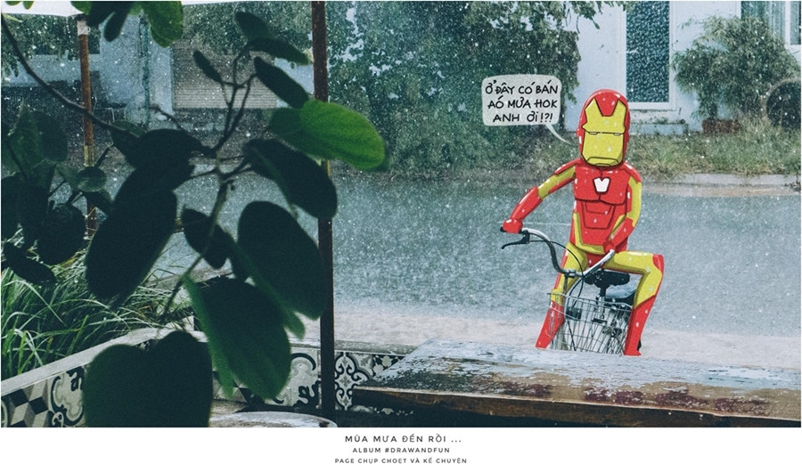 Bạn đã bao giờ tưởng tưởng cảnh Iron man đạp xe mua áo mưa chưa? Bạn đã bao giờ tưởng tưởng cảnh Iron man đạp xe mua áo mưa chưa?