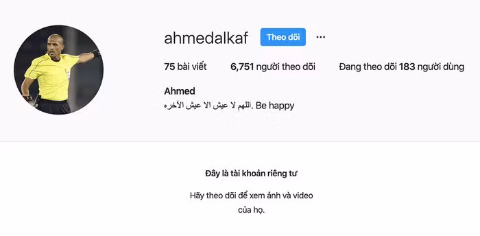 Cách đây vài tiếng, trọng tài bắt trận Việt Nam - Thái Lan chuyển Instagram về chế độ riêng tư vì bị CĐV Việt tổng tấn công.