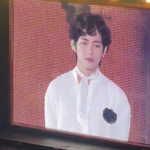 Tóc V trước đây chỉ xoăn nhẹ rất đẹp, nhưng chẳng biết có phải vì stylist lỡ tay quấn tóc lâu hơn bình thường hay không mà tóc của anh chàng xoăn hơn rất nhiều, khiến ai nhìn thấy cũng bật cười.