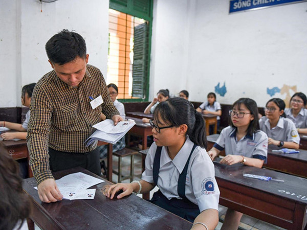 Học sinh dự thi vào lớp 10 ở TP.HCM năm 2019. Ảnh: Quỳnh Trang.