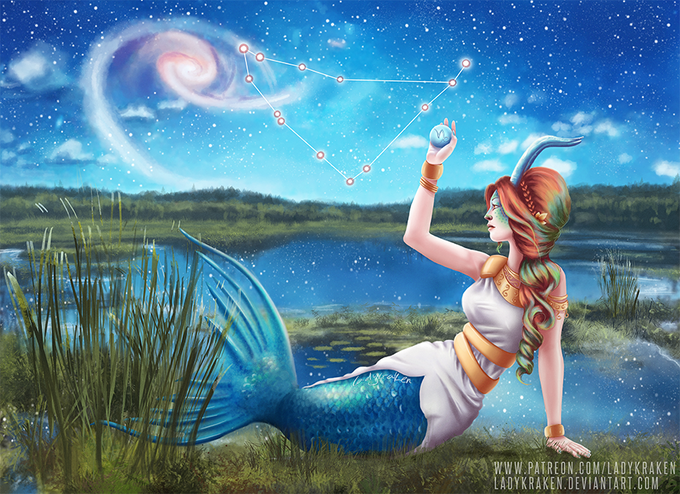 Chòm sao Ma Kết đại diện cho vị thần xứ Babylon, tên là Ea. Ông có nửa dưới cơ thể là cá, đầu và mình dê.