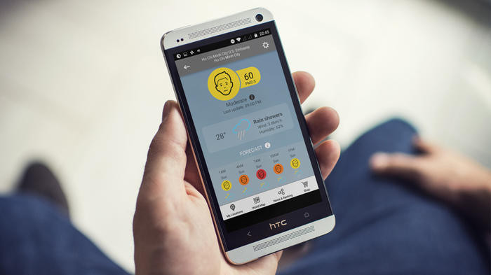 Air Visual là ứng dụng cho phép kiểm tra mức độ ô nhiễm không khí ngay trên điện thoại di dộng, cho cả iOS và Android. (Ảnh: Internet)