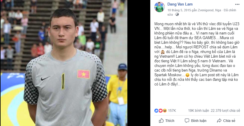 Dòng tâm sự cách đây 3 năm của Văn Lâm khiến người hâm mộ không khỏi xúc động. Dòng tâm sự cách đây 3 năm của Văn Lâm khiến người hâm mộ không khỏi xúc động.