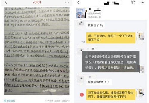 Dịch vụ làm bài tập hộ của nữ sinh 13 tuổi được rao bán trên các trang thương mại điện tử.