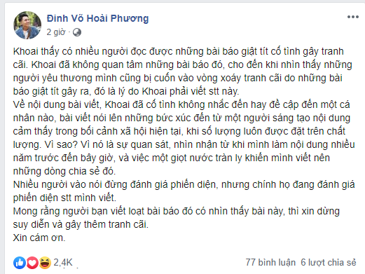 Phản hồi mới nhất của Khoai Lang Thang về vụ việc. Phản hồi mới nhất của Khoai Lang Thang về vụ việc.