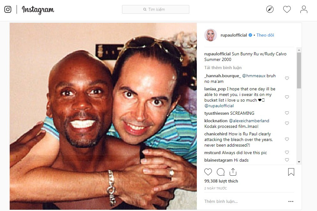 RuPaul đăng lại bức ảnh của anh ấy vào năm 2000 trên Insta cá nhân của mình.