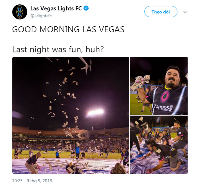 Bài đăng được CLB Las Vegas Lights chia sẻ trên trang Twitter chính thức. Ảnh: Twitter