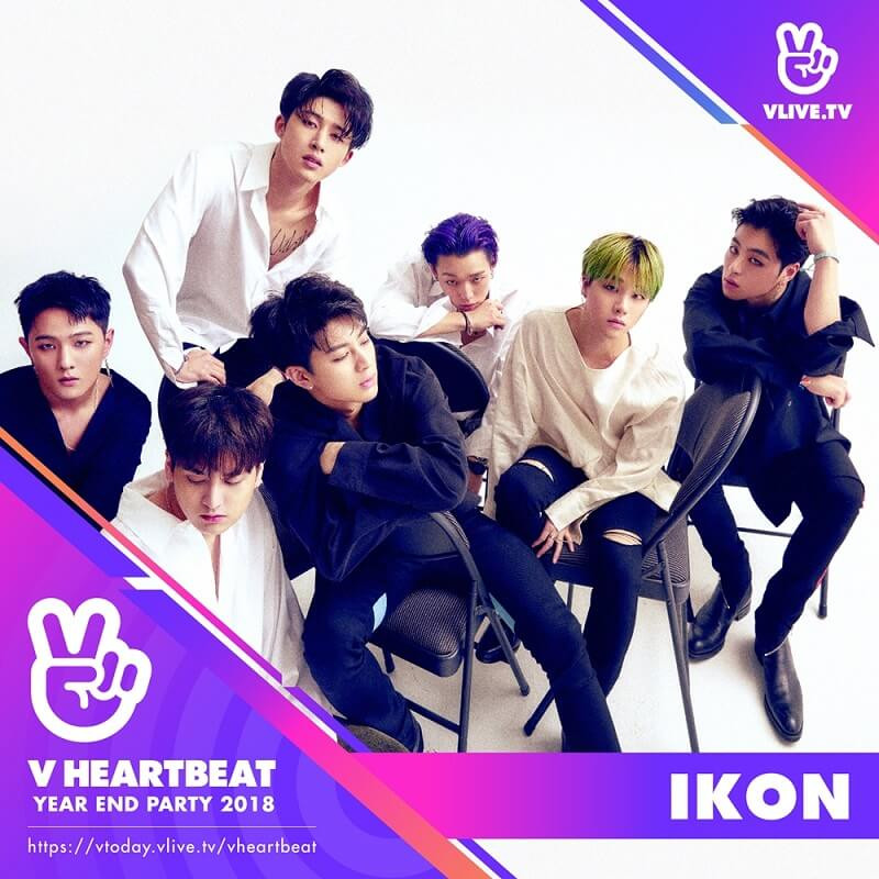 Tối 28/12, iKON sẽ tham gia biểu diễn tại V Heartbeat Year End Party 2018. Dự kiến, các chàng trai sẽ mang đến loạt hit của mình, trong đó có &quot;Bài hát của năm&quot; - Love Scenario.