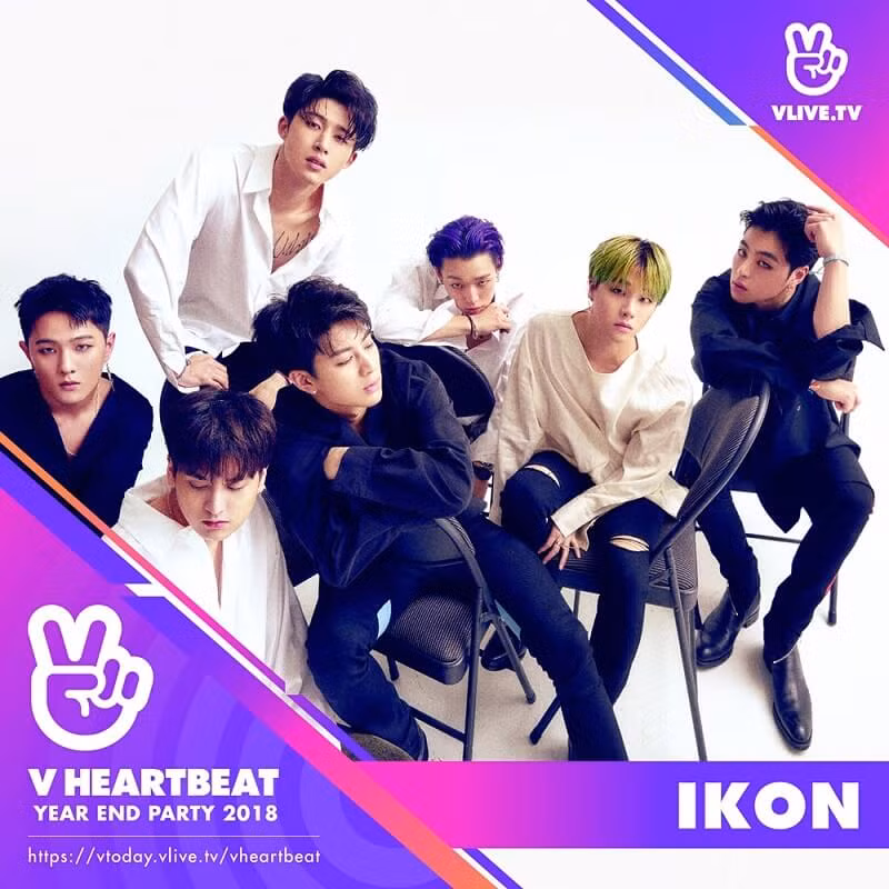 Tối 28/12, iKON sẽ tham gia biểu diễn tại V Heartbeat Year End Party 2018. Dự kiến, các chàng trai sẽ mang đến loạt hit của mình, trong đó có "Bài hát của năm" - Love Scenario.