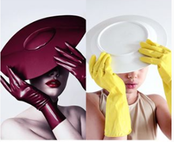 Sang chảnh với đĩa trắng cùng bao tay bằng nilon