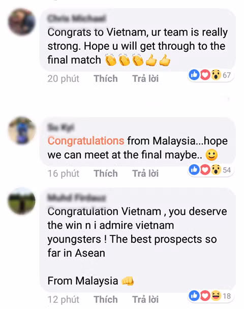 Chúc mừng Việt Nam, nhiều fan bóng đá Malaysia cũng không quên "đính kèm" lời hẹn gặp ở Chung kết cho cả hai đội.