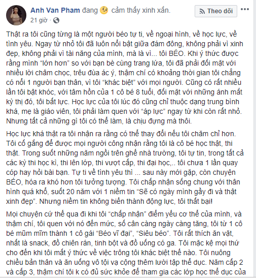 Dòng trạng thái của Vân Anh.