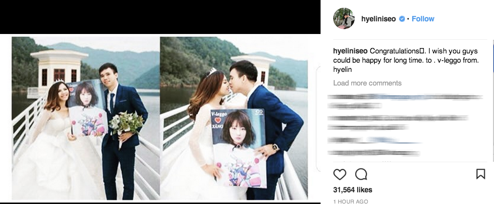 Hyerin đã bất ngờ gửi lời chúc đến cặp đôi V-LEGGO.