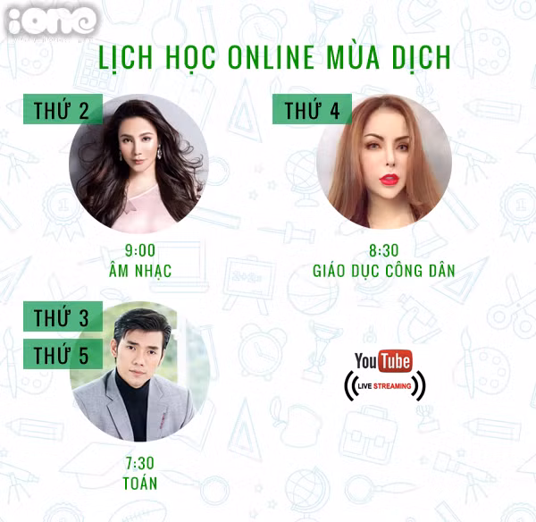 Các trường công bố lịch "livestream" ứng với từng môn học cụ thể.