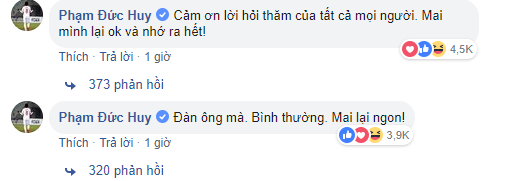 Anh chàng để lại những dòng bình luận để người hâm mộ yên tâm phần nào.