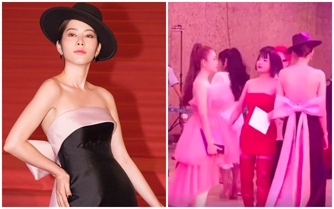 Hình ảnh cắt ra từ đoạn clip đối mặt giữa Nam Em và Bảo Trân.