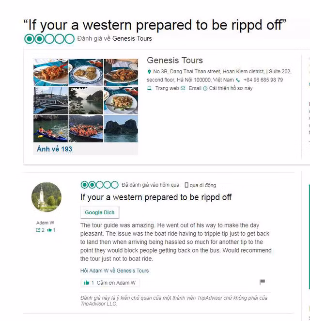 Du khách nước ngoài bức xúc cho biết hành vi của người lái đò là "đuổi khách du lịch".